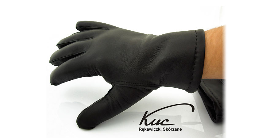 męskie rękawiczki skórzane ocieplane naturalnym futrem - Kuc MZ-MD1-F