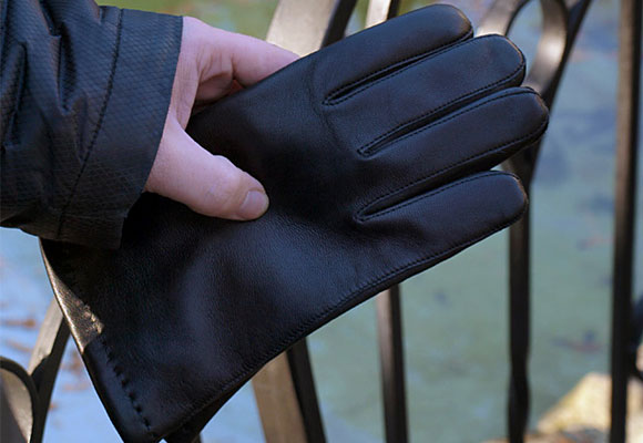 Męskie rękawiczki skórzane, ocieplane