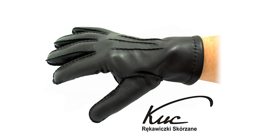 męskie rękawiczki skórzane ocieplane Kuc, szyte ręcznie, MZ-MD1-N-RS